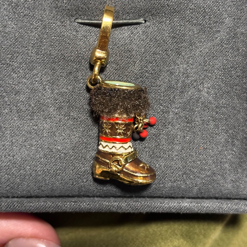 Juicy Couture Gold Winter Boot Charm with Red Accents